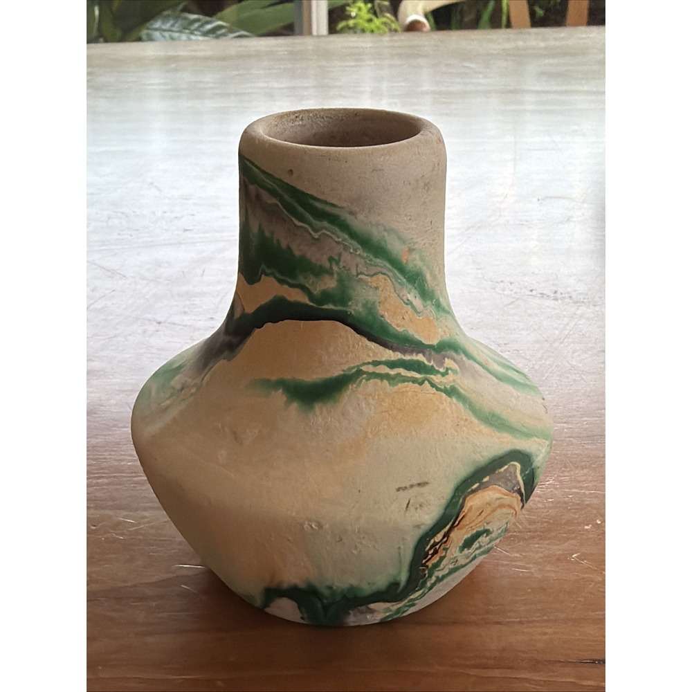 Vintage Nemadji Pottery Bud Vase‎ Stamped USA Minnesota Mid-Century Art 3.5"